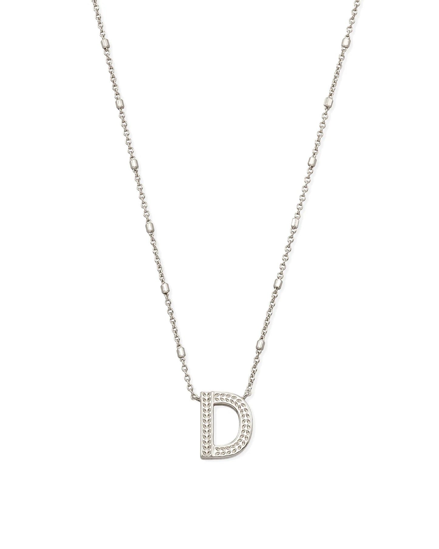 Letter Pendant Necklace Rhodium