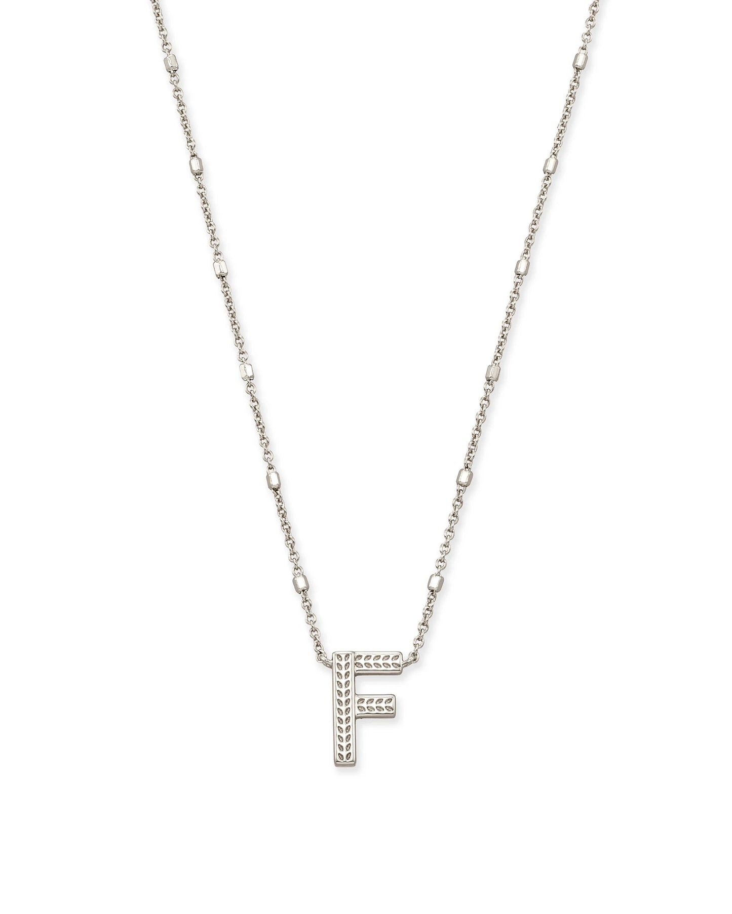 Letter Pendant Necklace Rhodium