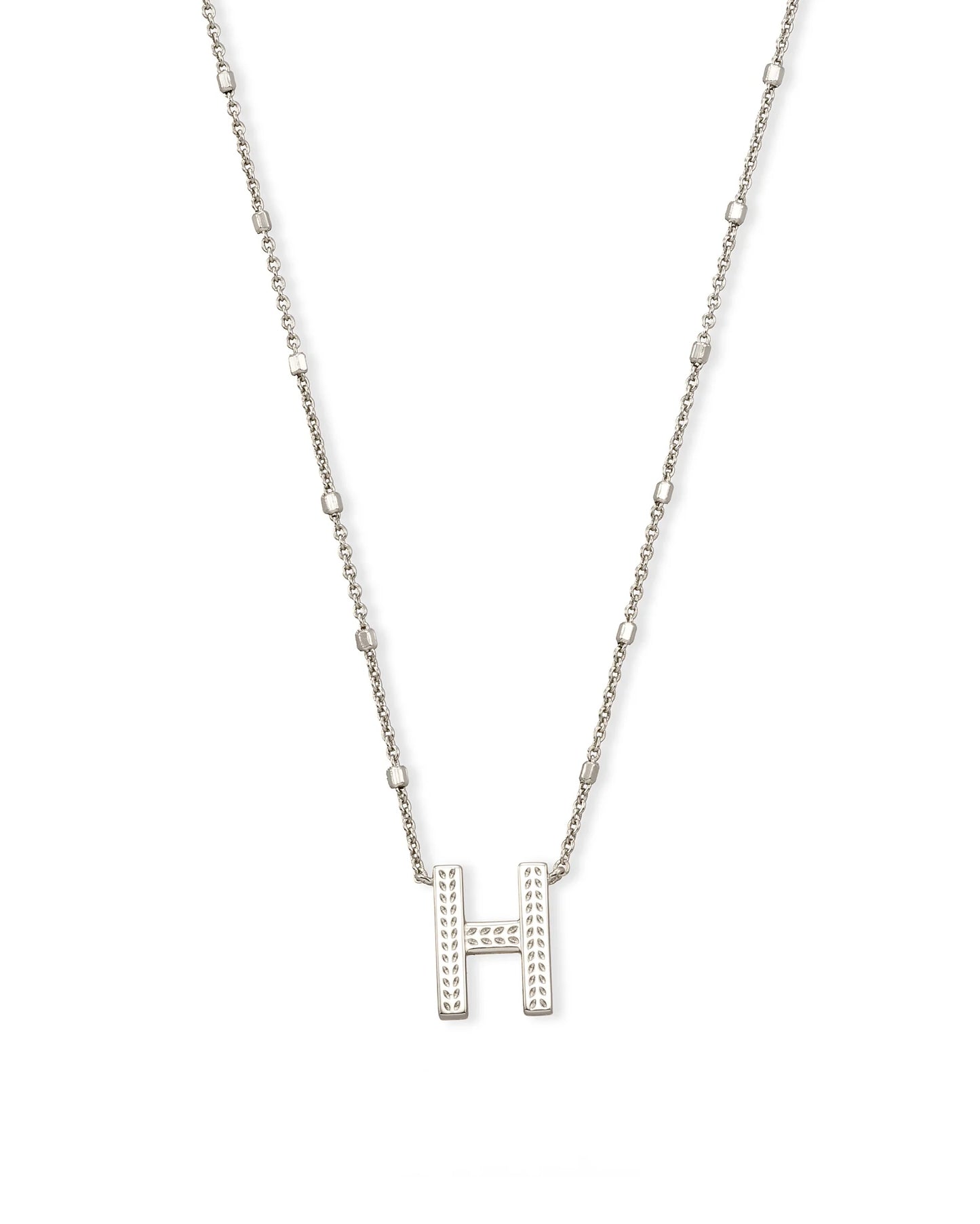 Letter Pendant Necklace Rhodium