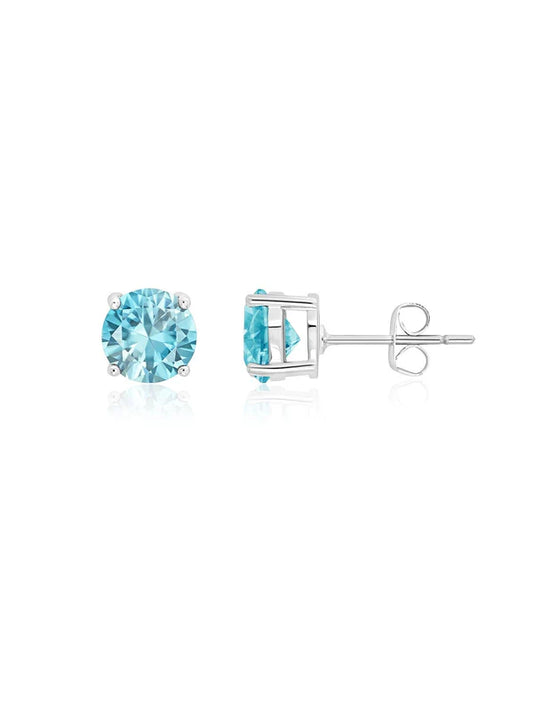 March Birthstone Stud Earrings Finished in Pure Platinum