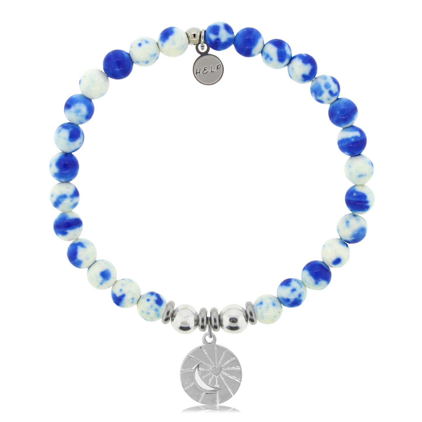 Blue and White Jade Moon & Back Bracelet