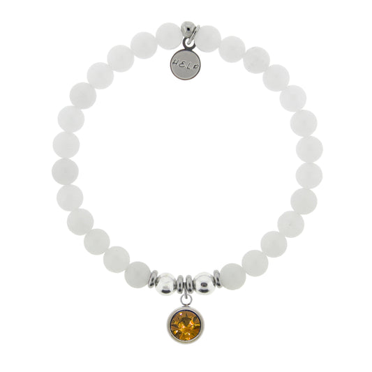 White Jade November Birthstone Bracelet