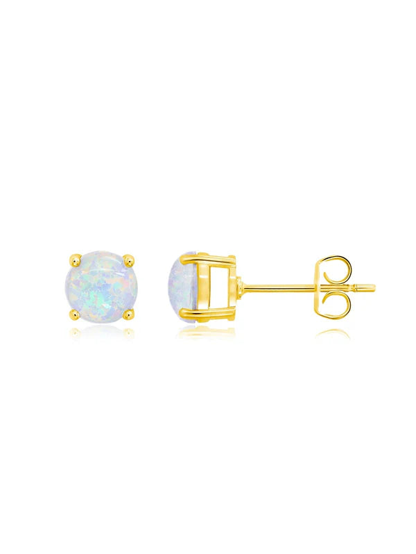 October Birthstone Stud Earrings Finished in 18kt Yellow Gold