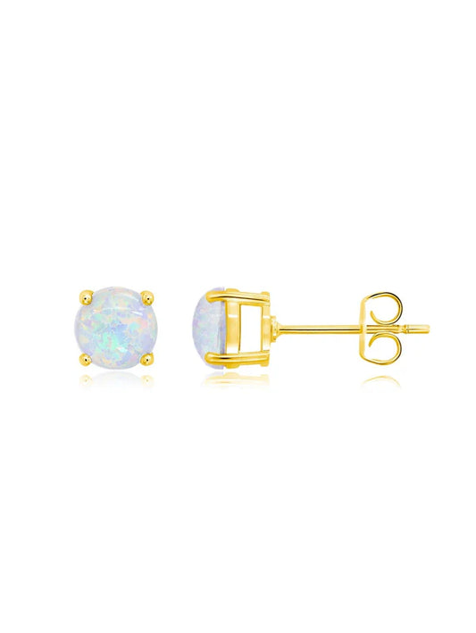 October Birthstone Stud Earrings Finished in 18kt Yellow Gold