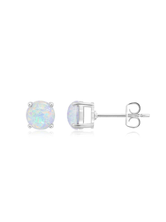 October Birthstone Stud Earrings Finished in Pure Platinum