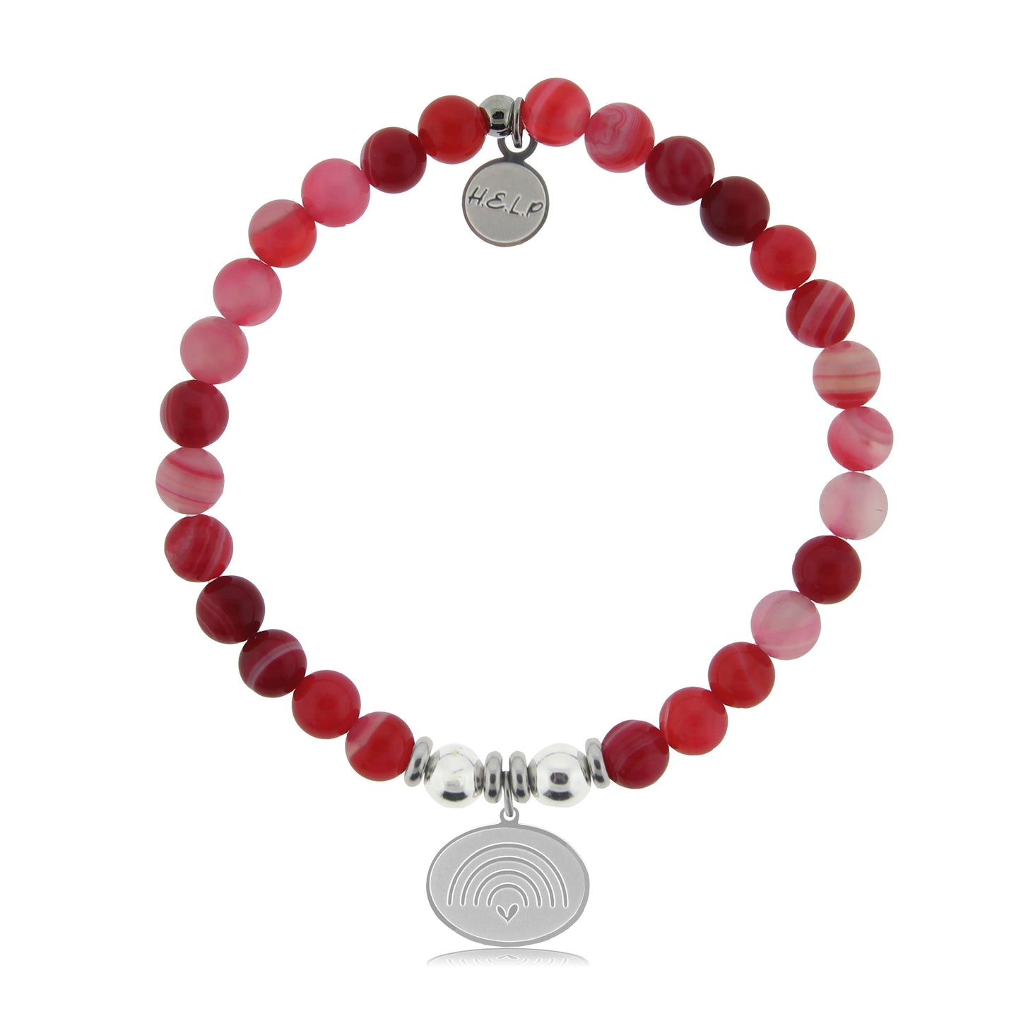 Red Stripe Agate Rainbow Bracelet