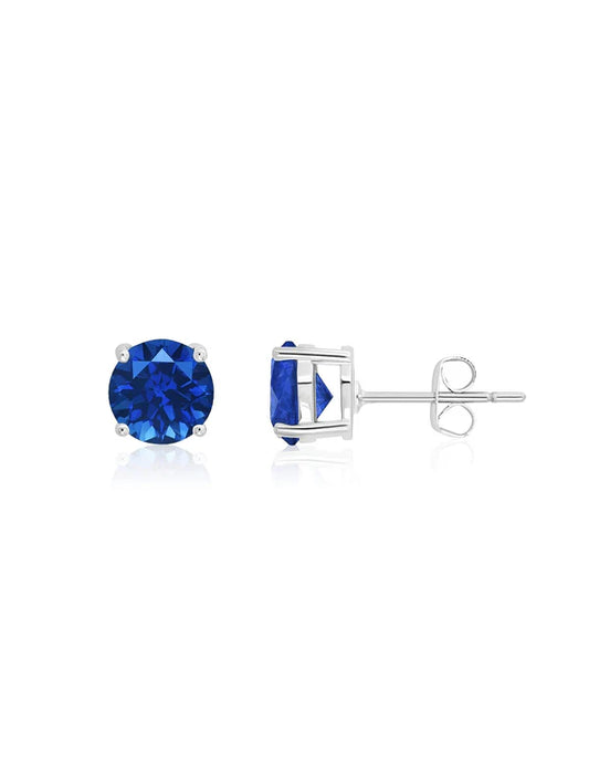 September Birthstone Stud Earrings in Platinum Finish