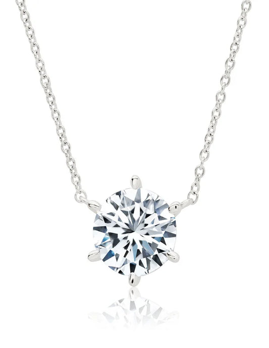 6 Prong Round Necklace Platinum