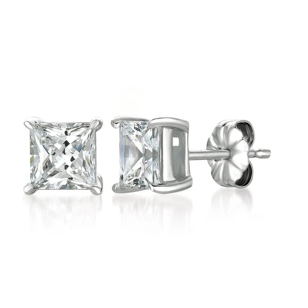 Solitaire Princess Stud Earrings Platinum - 3.0 Cttw