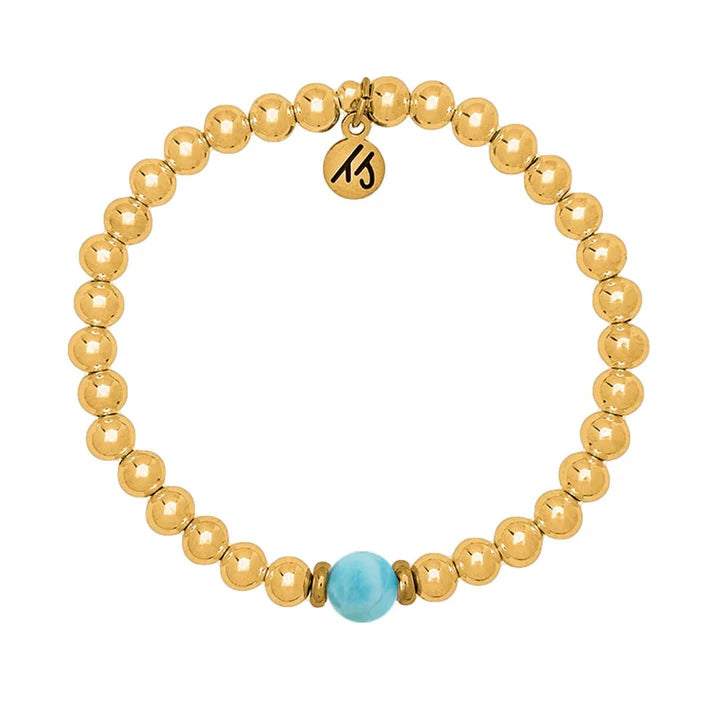 The Cape Bracelet - Gold Filled with Larimar Ball