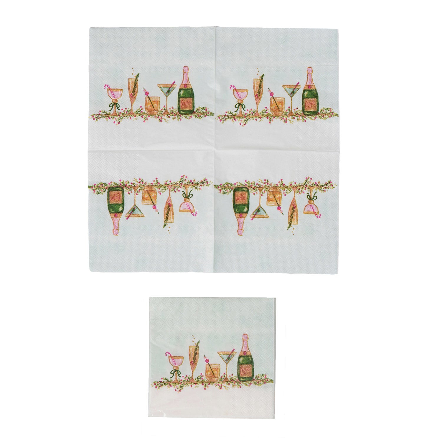 Paper Cocktail Napkins w/ Holiday Cocktails (Contains 50 Folded Pieces) ©