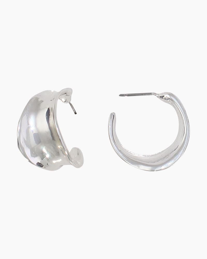 Silver Curved Hoop Earrings - The Silver Dahlia
