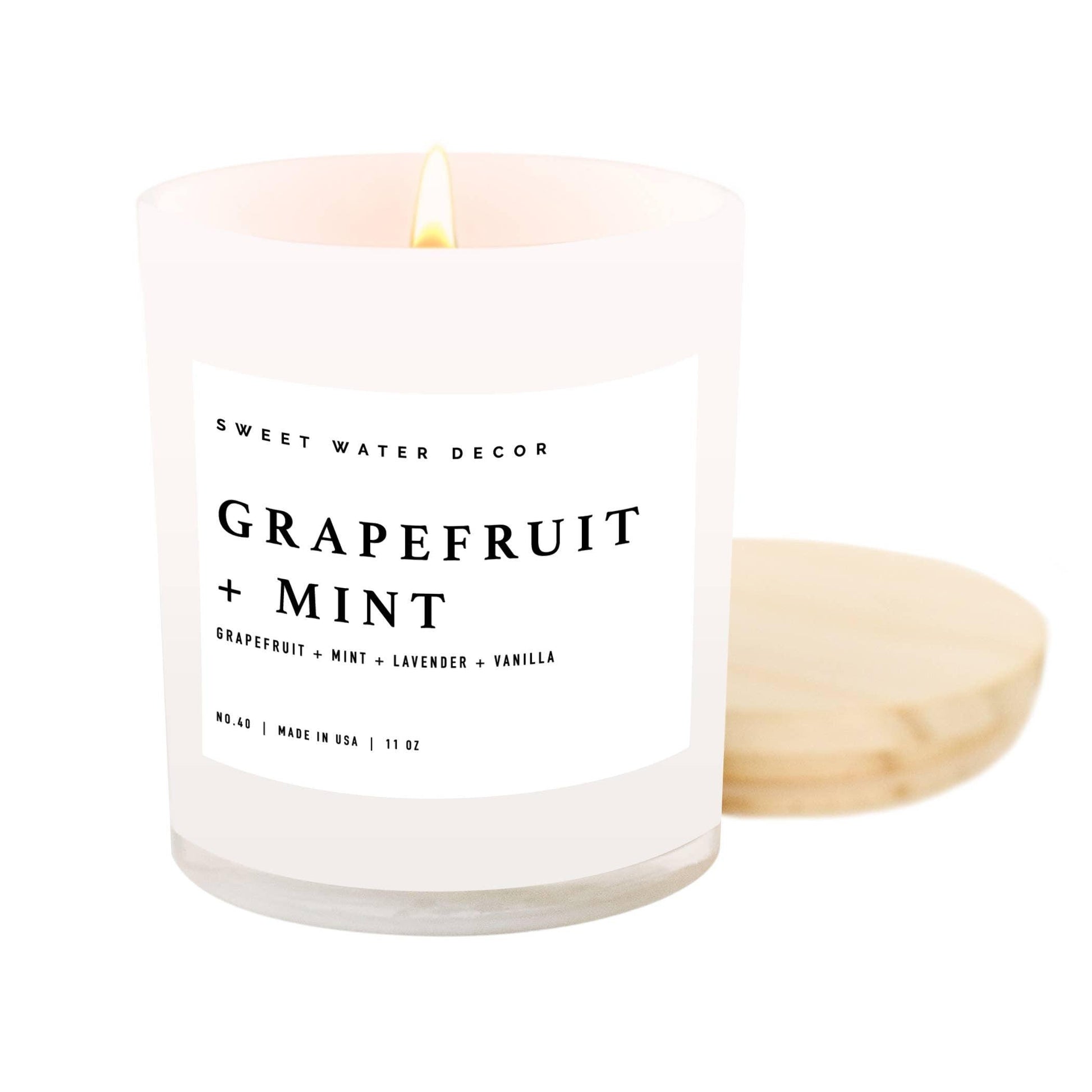 Grapefruit and Mint Soy Candle - White Jar - 11 oz - The Silver Dahlia