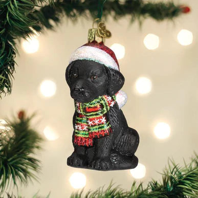 Holiday Black Lab Puppy Ornament
