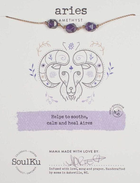 Amethyst Zodiac Necklace for Aries 3/21 - 4/19 - The Silver Dahlia