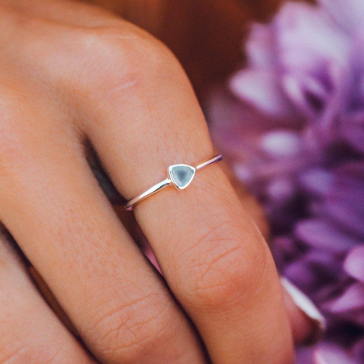 Triangle Chalcedony Ring - The Silver Dahlia