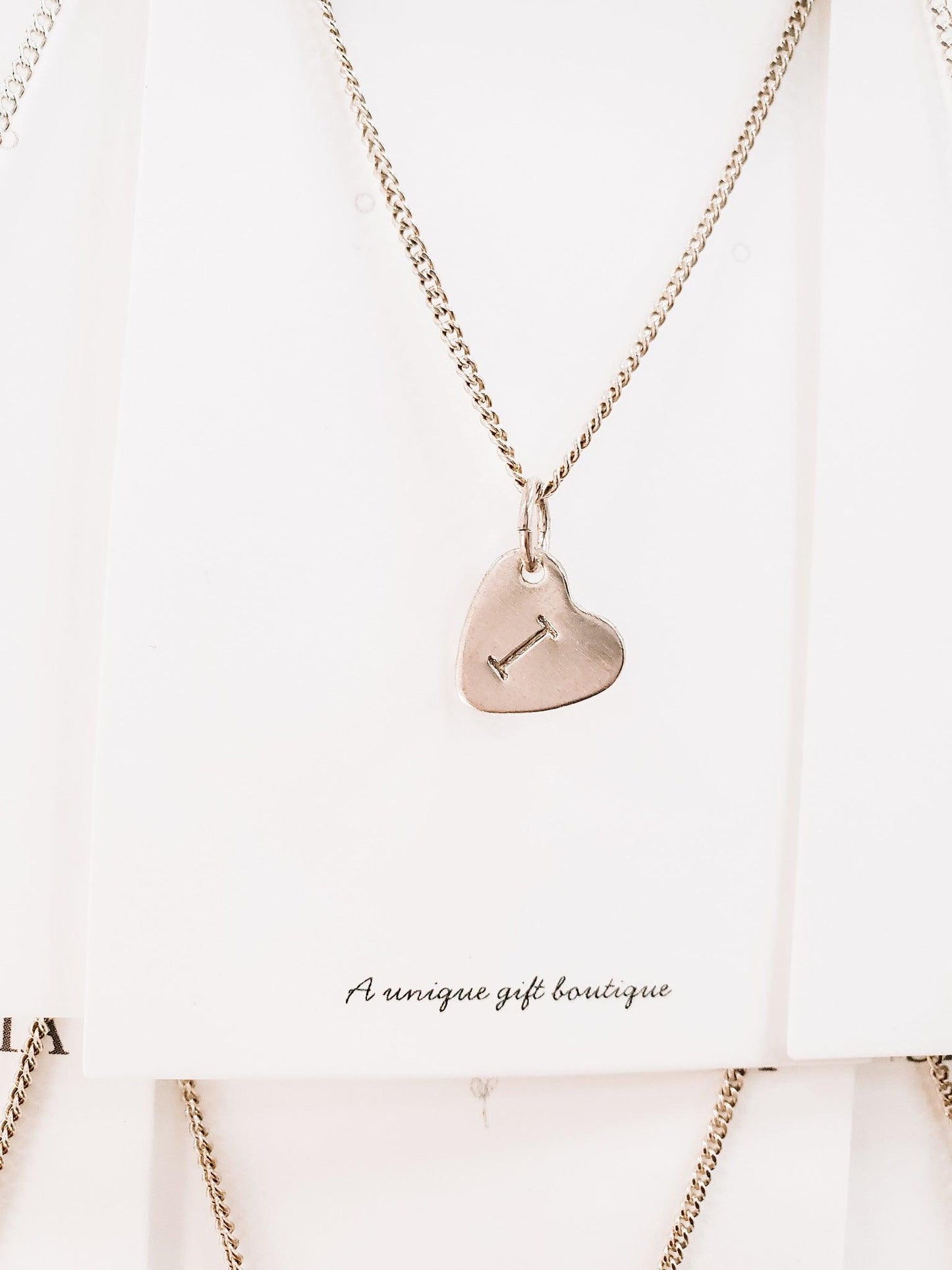 Silver Heart Letter Necklace - The Silver Dahlia