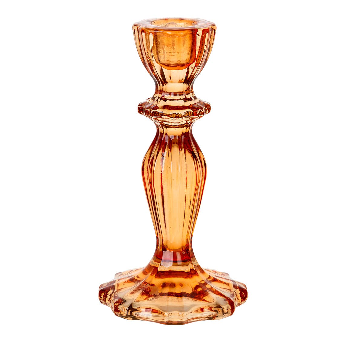 Orange Glass Candlestick Holder - Gifts for Her