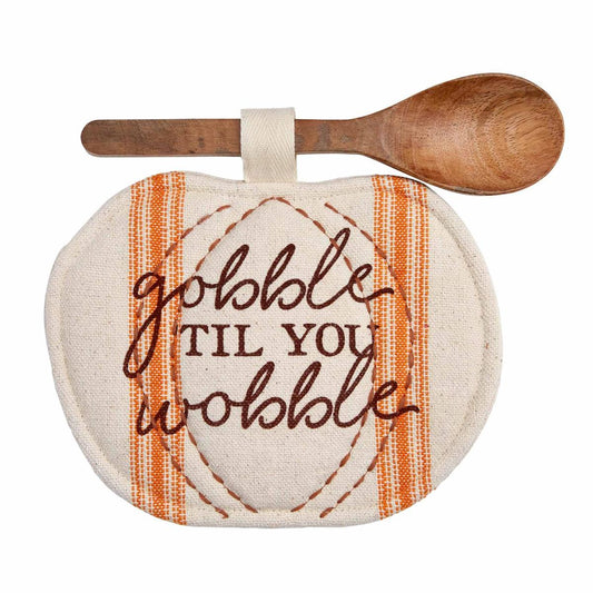 Gobble Pumpkin Pot Holder Set