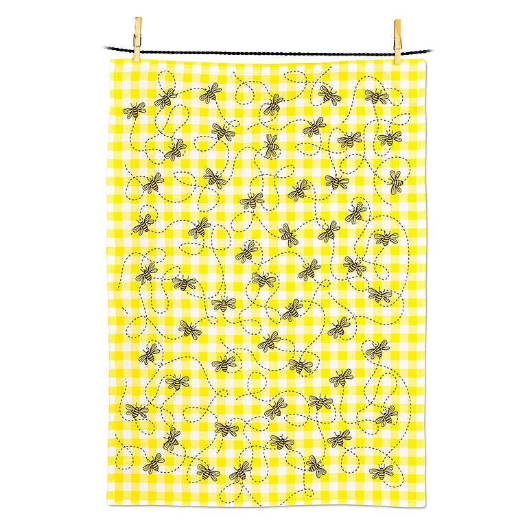 Gingham & Bees Tea Towel