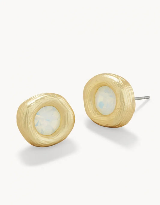 Treasured Gem Stud Earrings White Opal - The Silver Dahlia