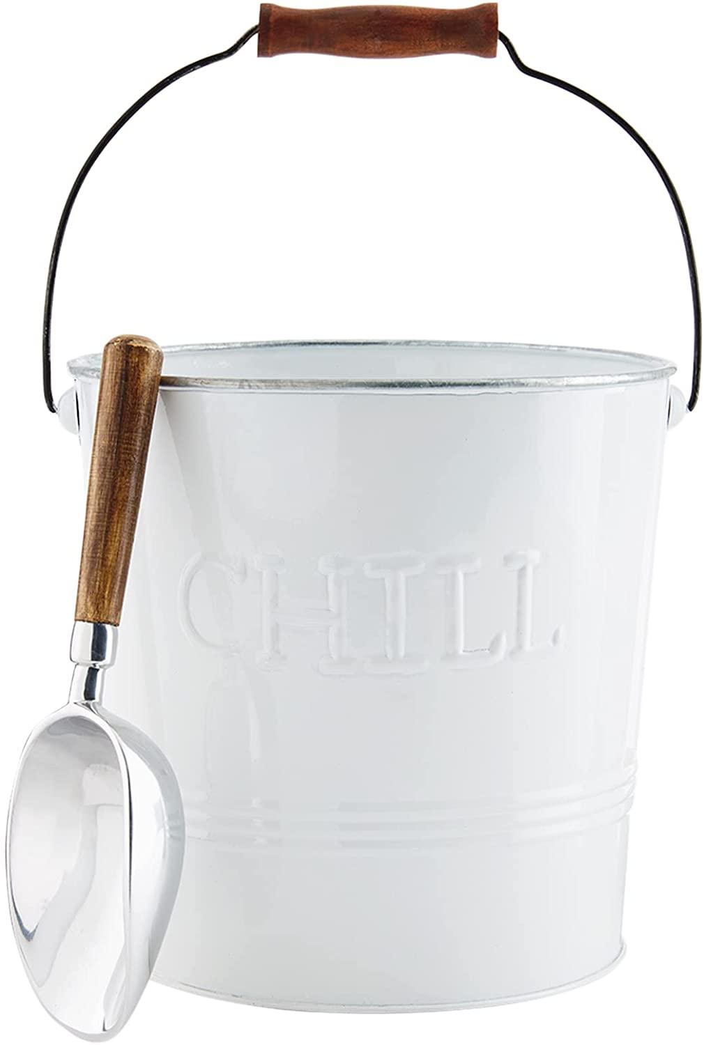 White Enamel Tin Ice Bucket - The Silver Dahlia