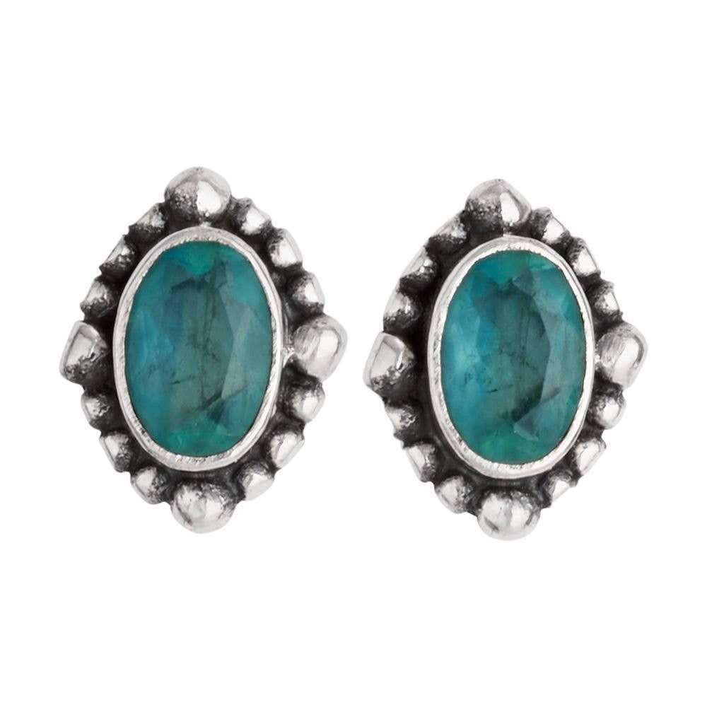 Clear Lake Apatite & Sterling Silver Studs - The Silver Dahlia