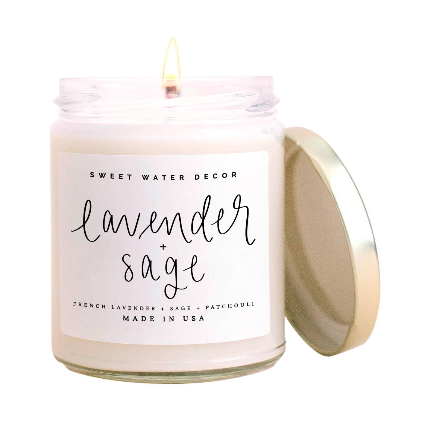 Lavender and Sage Soy Candle - Clear Jar - 9 oz - The Silver Dahlia