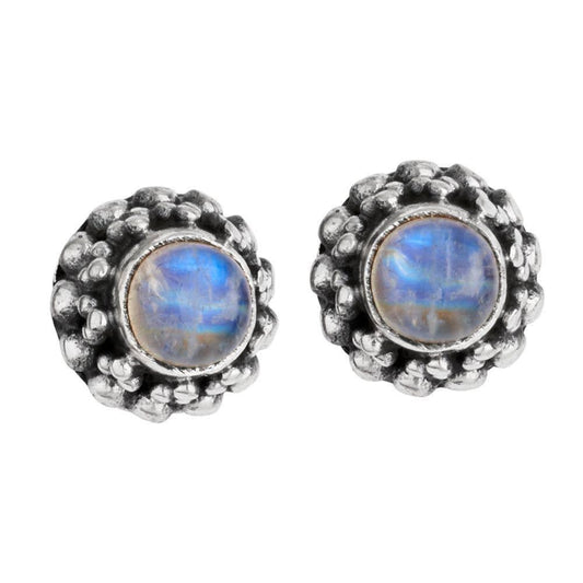 Glimpse of Heaven Rainbow Moonstone Sterling Silver Studs - The Silver Dahlia