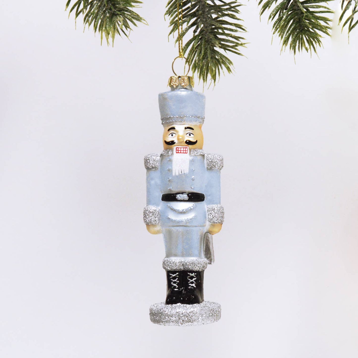 Blue Nutcracker Glass Ornament