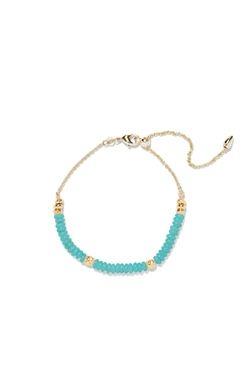 Deliah Delicate Chain Bracelet: Gold Variegated Turquoise