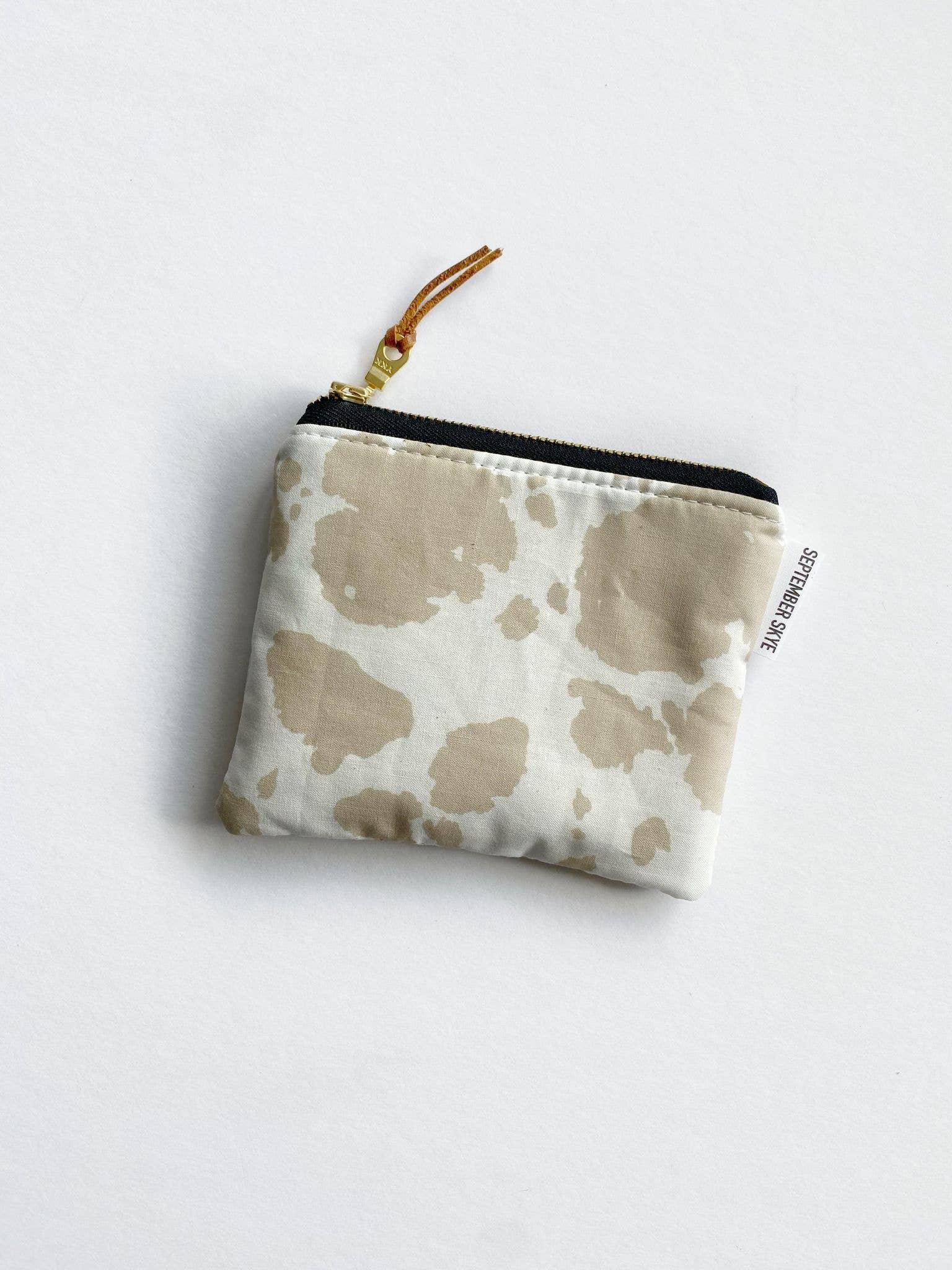 Small square pouch in brown cow print - The Silver Dahlia
