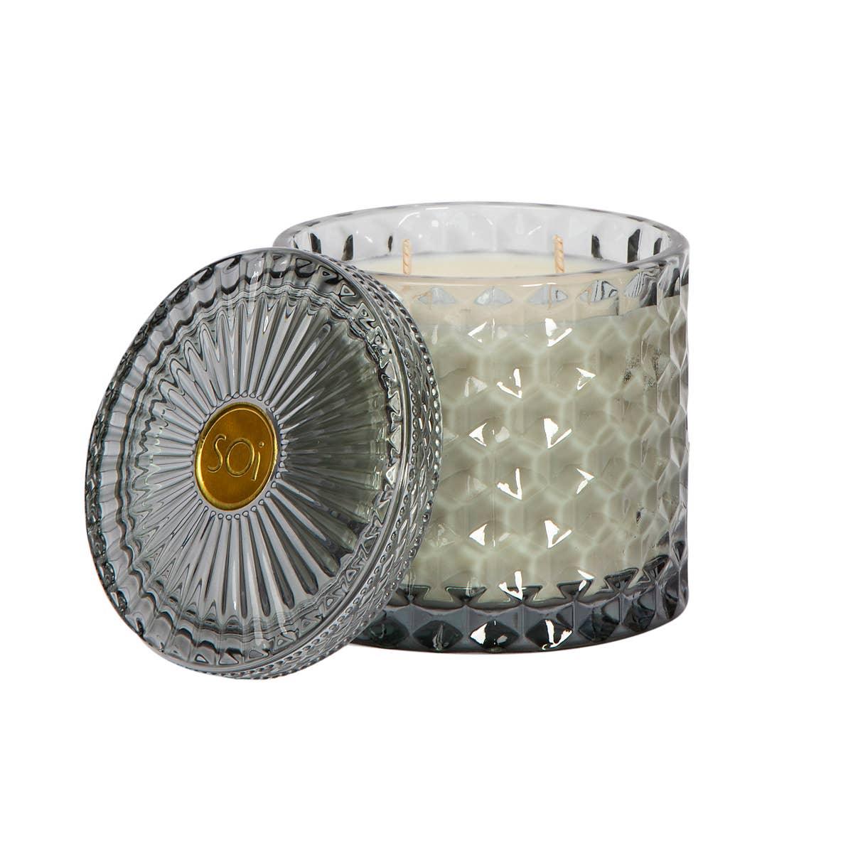 Heathered Suede Shimmer Candle 15oz - The Silver Dahlia