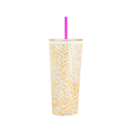 Tumbler with Straw, Gold Pattern Play