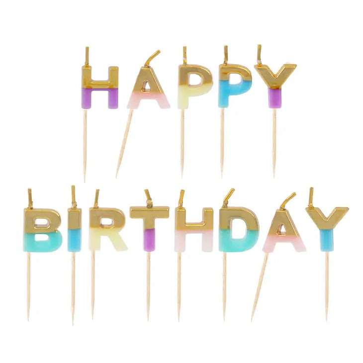 Pastel Color Happy Birthday Candles - The Silver Dahlia
