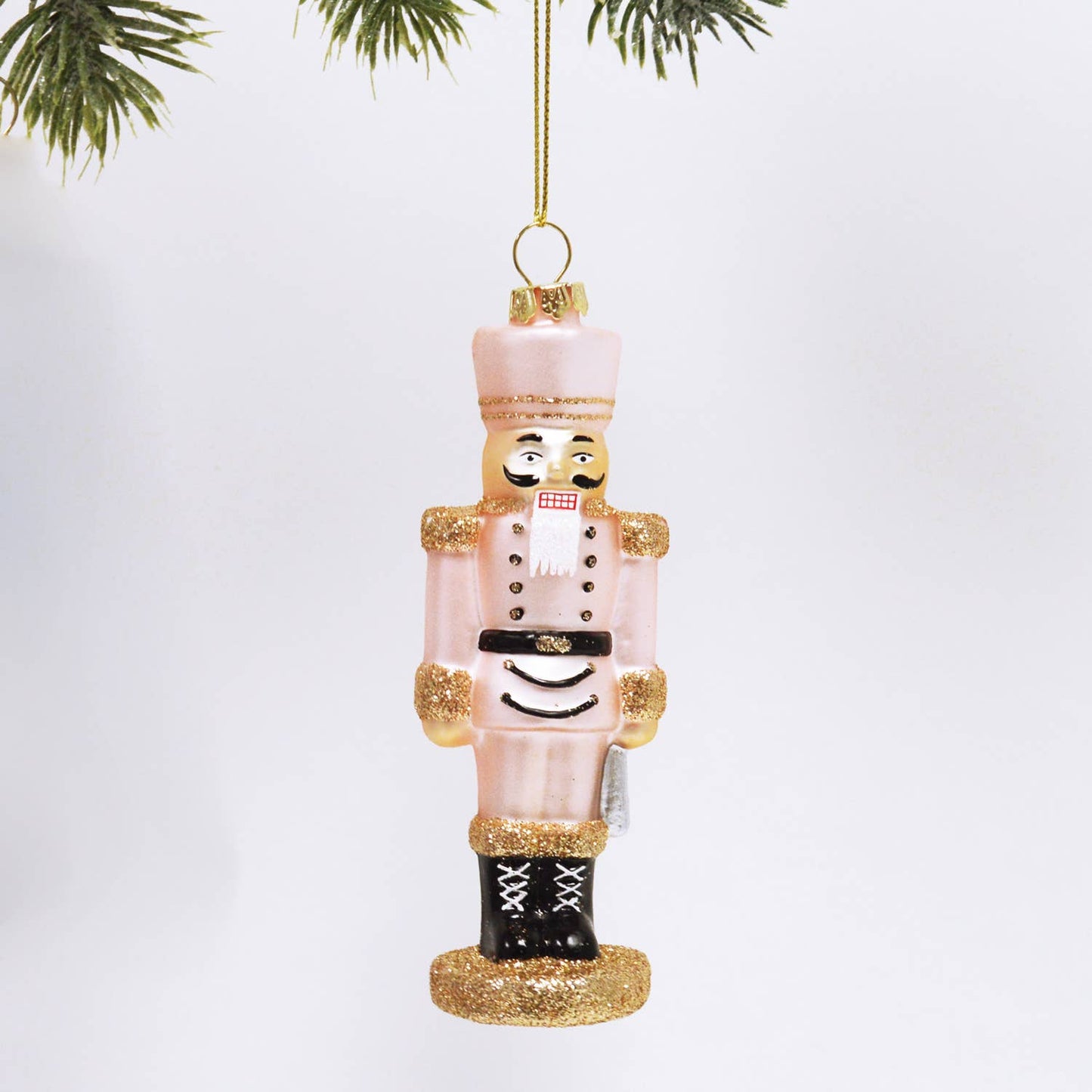 Pink Nutcracker Glass Ornament