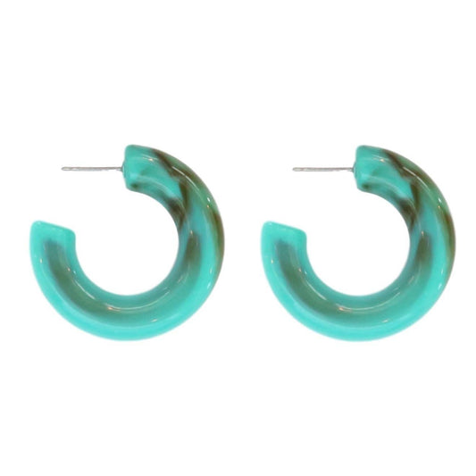 Turquoise Chunky Lucite Hoops - The Silver Dahlia