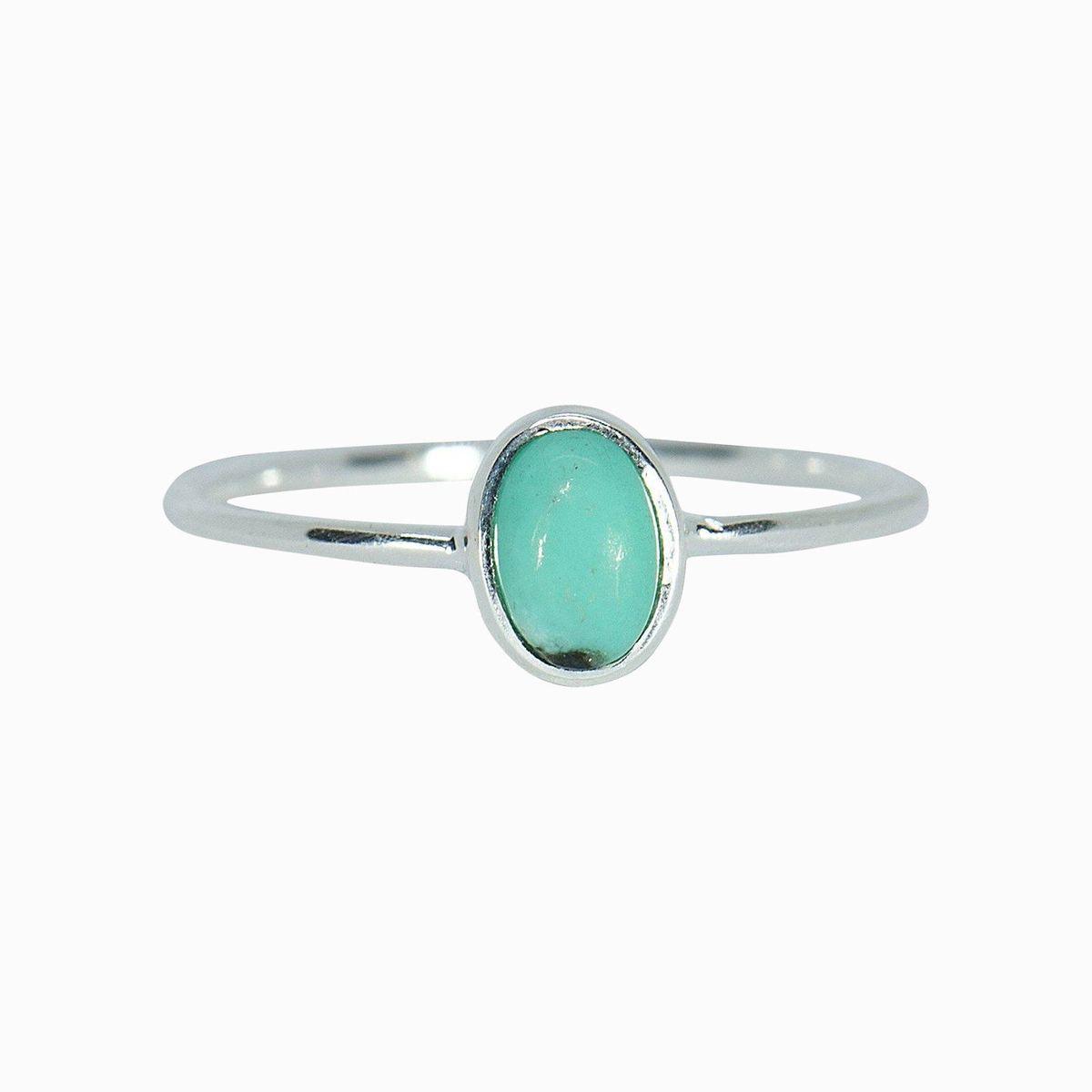 Turquoise Oval Stone Silver Ring - The Silver Dahlia