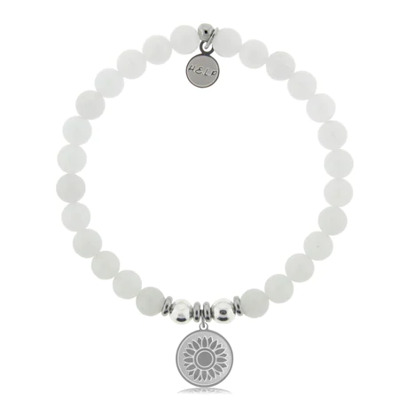 White Jade - Sunflower Charm, Charity Bracelet