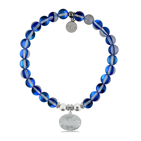 Blue Opalescent - Wave Charm, Charity Bracelet