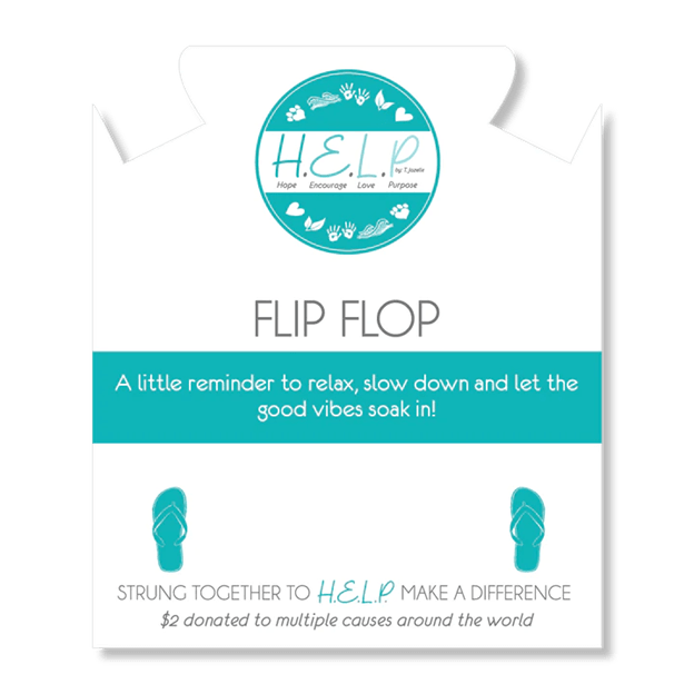 Blue Opalescent - Flip Flop Charm, Charity Bracelet - The Silver Dahlia