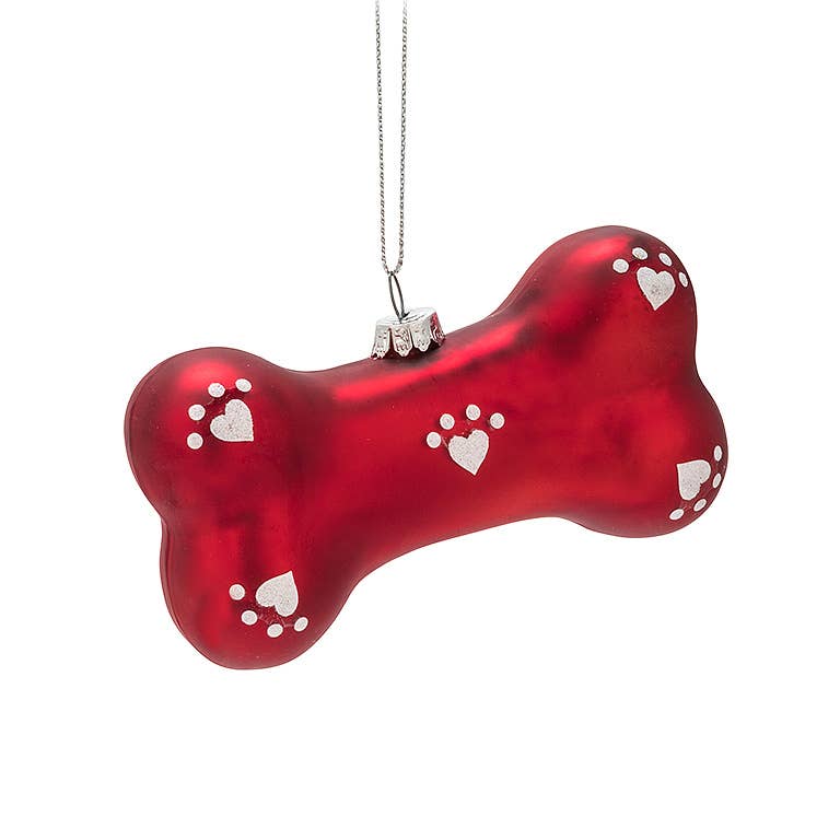 Red Dog Bone Ornament-4"L