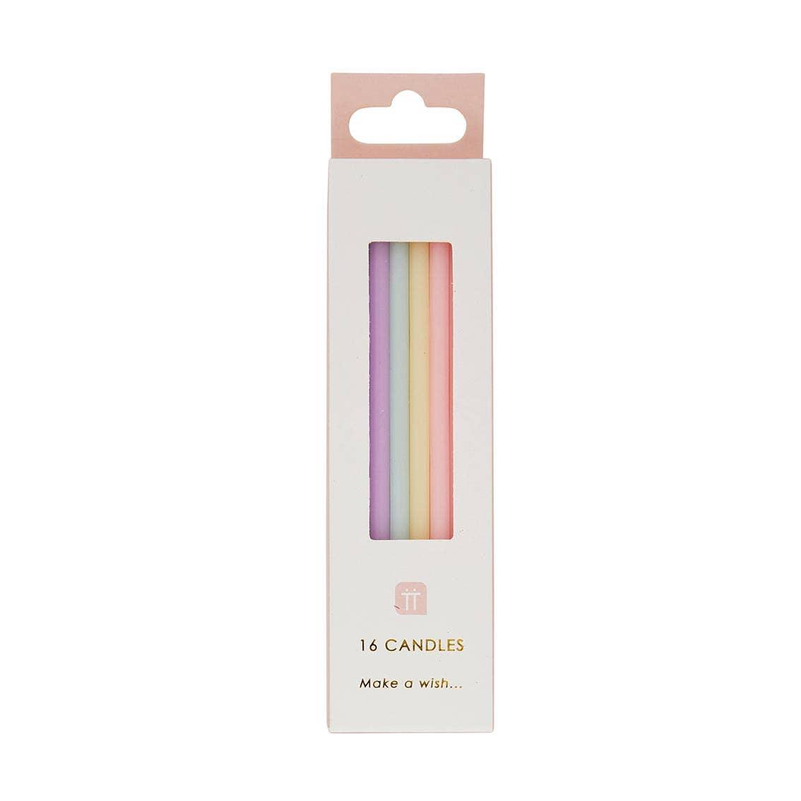 Rainbow Pastel Birthday Candles - 16 Pack - The Silver Dahlia