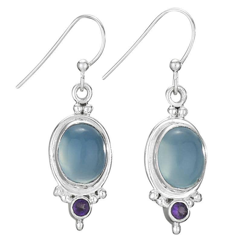 Cool Blue Chalcedony Sterling Silver Earrings - The Silver Dahlia