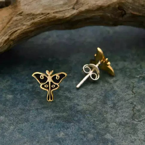 Bronze Luna Moth Post Earrings - The Silver Dahlia