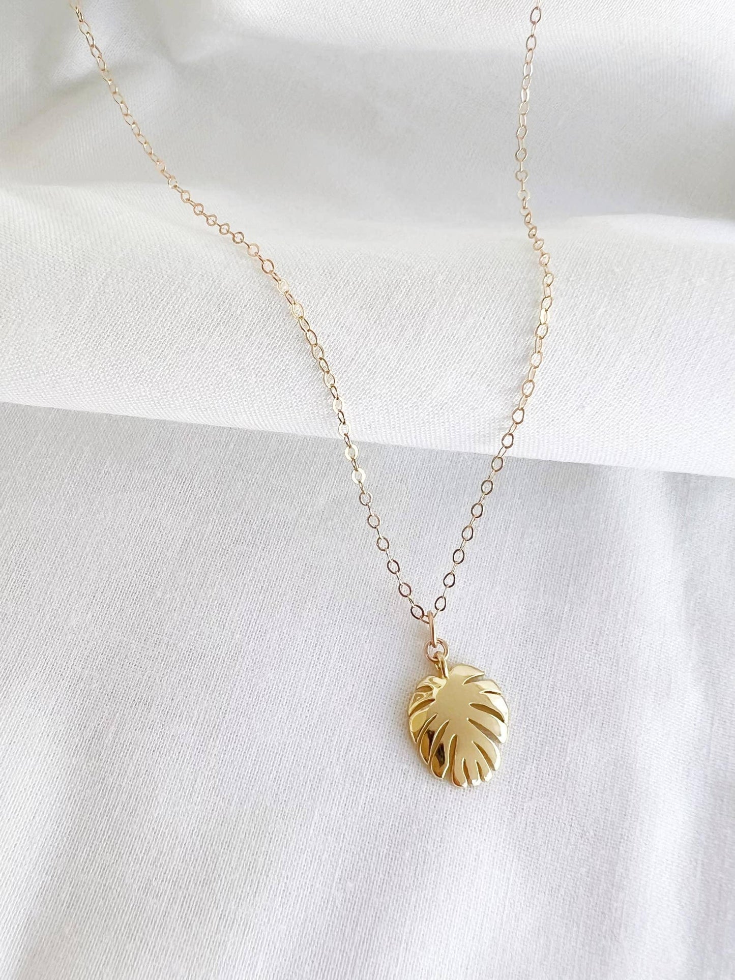 Monstera Leaf Necklace Gold Filled - The Silver Dahlia