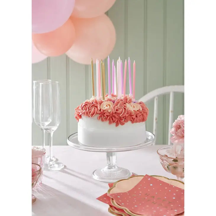Rose Pink & Gold Birthday Candles - 16 pack - The Silver Dahlia