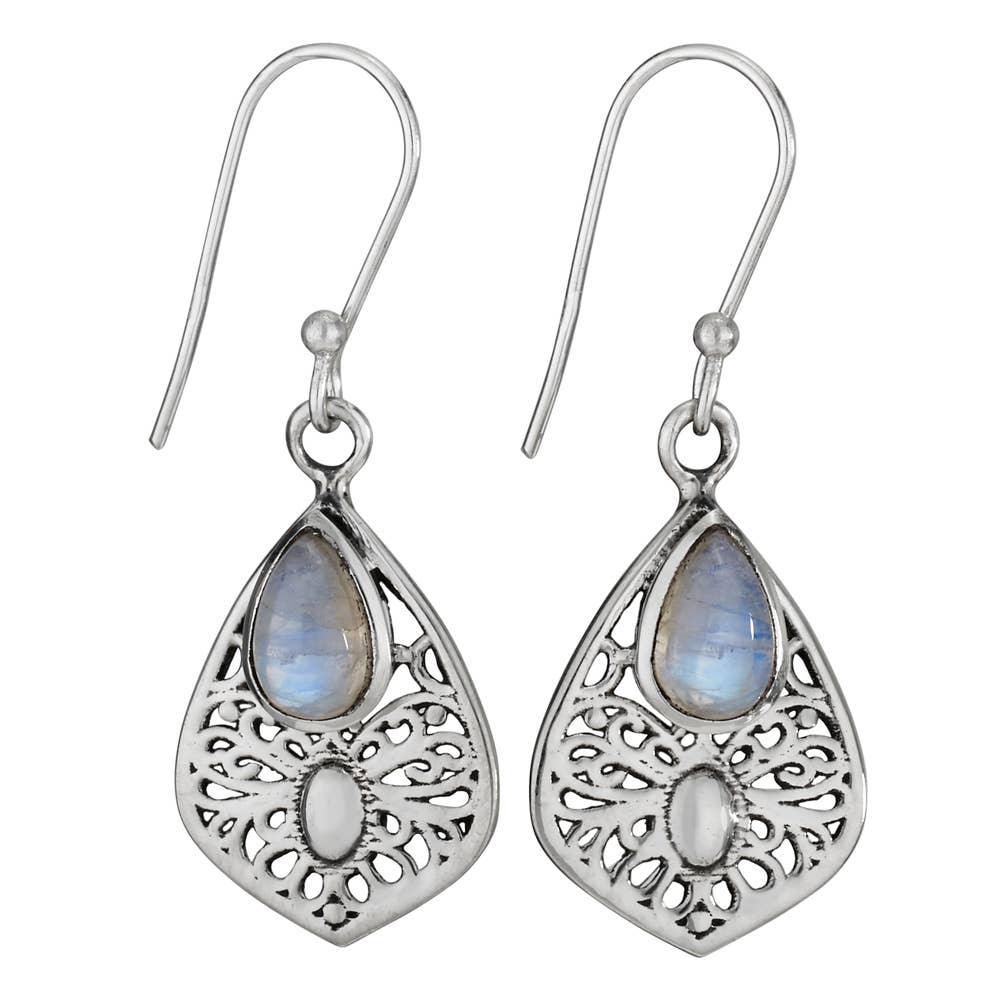 Raindrops and Rainbows Sterling Silver Moonstone Earrings - The Silver Dahlia