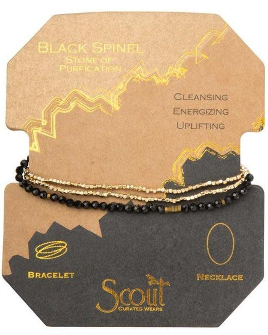 Scout Delicate Stone Wrap - Black Spinel - The Silver Dahlia