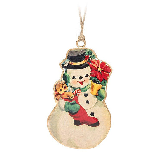 Retro Snowman Ornament-4"H